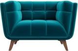 Torque Louis 1 Seater Fabric Sofa For Living Room| Bedroom| Office Green Fabric 1 Seater Sofa