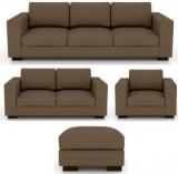 Torque Mendoza 6 Seater Sofa Set For Living Room With Ottoman Fabric 3 + 2 + 1 Brown Sofa Set