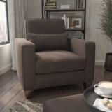 Torque Moscow 1 Seater Fabric Sofa For Living Room Brown Fabric 1 Seater Sofa