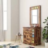 Touchwood Sheesham Wood Dressing Table With Mirror And 4 Drawer Storage Table For Home Solid Wood Dressing Table