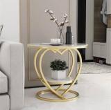 Trendabs Decor Heart Shape Coffee Table With Storage Shelf, 2 Tier Modern Center Table. Metal End Table