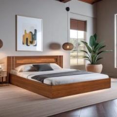 Trevi Avatar King Size Bed Without Storage In Bali Teak & Light Chatai Colour Engineered Wood King Bed