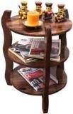 True Furniture Sheesham Wood 3 Tier End Table For Living Room | Natural Finish Solid Wood Bedside Table