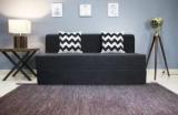 Uberlyfe 3 Seater Sofa Cum Bed Perfect For Guests Moshi Fabric Washable Cover Moshi Black With 2 Cushions | 5' X 6' Feet. Double Sofa Bed