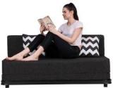 Uberlyfe 3 Seater Sofa Cum Bed With Metal Frame Perfect For Living Room Jute Fabric Washable Cover & Metal Frame With 2 Cushions Dark Grey | 5' X 6' Feet Double Metal Sofa Bed