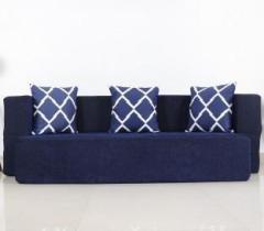 Uberlyfe New Age Folding Sofa Cum Bed with 3 Cushions | Dotted Blue Double Sofa Bed