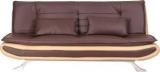 Uberlyfe Premium Manchester Three Seater Sofa Cum Bed Brown & Beige Double Engineered Wood Sofa Bed