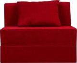 Uberlyfe Red Moshi Fabric Washable Cover 1 Seater Sofa Cum Bed With One Cushion Single Sofa Bed