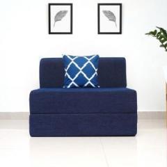 Uberlyfe Sofa Cum Bed Perfect for Guests Chenille Fabric Washable Cover with One Cushion BLUE | 3' X 6' Feet Single Sofa Bed