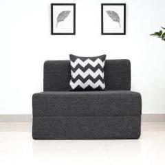 Uberlyfe Sofa Cum Bed Perfect for Guests Jute Fabric Washable Cover with 1 Cushions Dark Grey | 3' X 6' Feet Single Sofa Bed