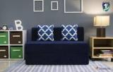 Uberlyfe Two Seater Sofa Cum Bed Perfect For Guests Chennile Fabric Washable Cover With 2 Cushions Dotted Blue | 4' X 6' Feet Double Sofa Bed