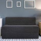 Uberlyfe Two Seater Sofa Cum Bed Perfect For Guests Jute Fabric Washable Cover Dark Grey| 4'x6' Feet. Double Sofa Bed