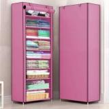 Unearth 1 Door 9 Shelf Fabric PP Carbon Steel Collapsible Wardrobe