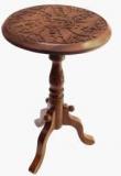 Uniquekrafts Handmade Wooden Fully Hand Carved Piller Stool Brown Color Easily Fold Able Decorative 12 Inch. Solid Wood Corner Table