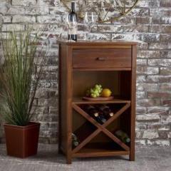 Unitek Furniture Divine Sheesham 1 Drawer Solid Wood Bar Cabinet