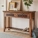 Unitek Furniture Sheesham 2 Drawer Storage For Living Room Solid Wood Console Table