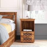 Unitek Furniture Sheesham Wood Bedside Table With 2 Drawer & Shelf Solid Wooden Bed Side End Tables Night Stand Furniture For Home Living Room Bedroom Honey Finish Solid Wood Bedside Table