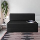 Urban Furnishing Perfect For Guests Jute Fabric Washable Cover 5x6 3 Seater Single Foam Fold Out Sofa Cum Bed