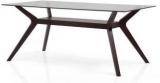 Urban Ladder Wesley Glass Top Solid Wood 6 Seater Dining Table