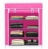 Valtior 4 Layer Pink High Bond PC Collapsible Wardrobe