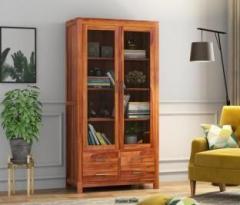 Varsha Furniture Solid Sheesham Wood BookShelf for home Library| Glass Door|Decorative Solid Wood Close Book Shelf