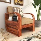 Veenuarts Solid Sheesham Wood 1 Seater Sofa Set | Wooden Sofa Set For Your Living Room Fabric 1 Seater Sofa