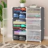 Veneersmit Plastic Cloth Almari Wardrobe 6 Door 12 Shelf Plastic Collapsible Wardrobe PC Collapsible Wardrobe