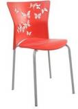 Ventura Armless Cafetaria Chair In Red Colour