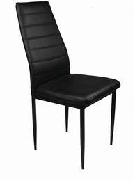 Ventura Armless Metal Dining Chair In Black PU Cushion