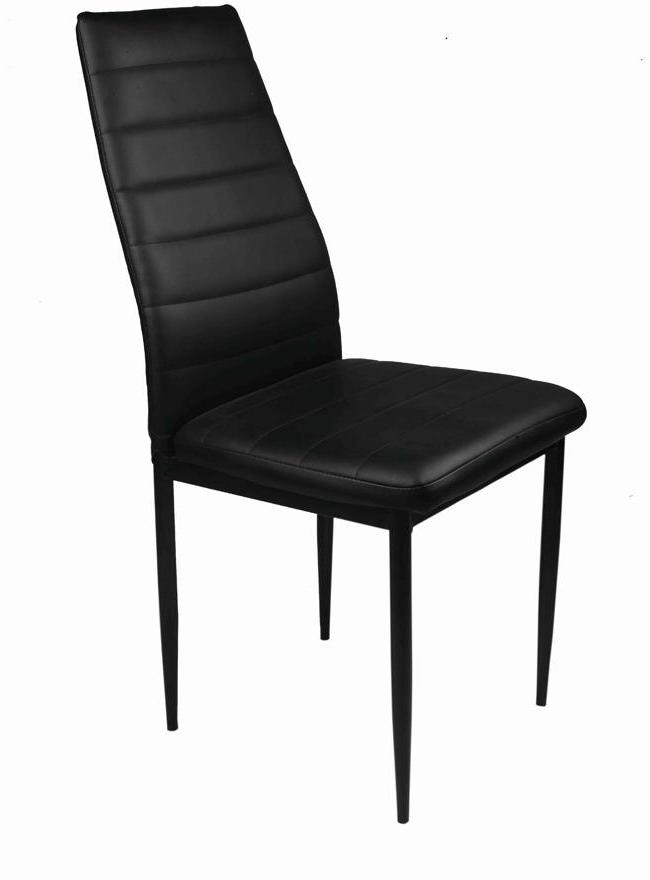 Ventura Armless Metal Dining Chair in Black PU Cushion