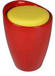 Ventura Stool In Red Colour With Yellow Cushion