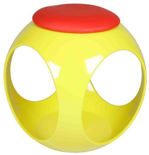 Ventura Stool in Yellow Colour with Red Cushion