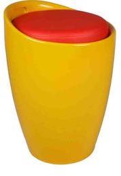 Ventura Tall Play Stool In Yellow Colour With Red Cushion