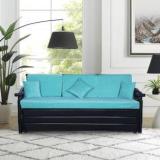 Vibrant Interior Sofia Sky Blue 3 Seater Single Metal Pull Out Sofa Cum Bed