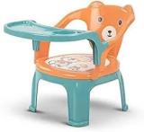 Vicky Baby Plastic Tray Chair For Kids/feeding Chair, 1 3 Years Green And Orange Plastic Chair