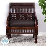 Vintej Home Wooden Ambrosa Sheesham Fabric 1 Seater Sofa