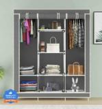 Vipash 6 + 2 Shelves 3 Door Fancy For Clothes Racks With Zip Door Cover & Side Pockets, Carbon Steel Collapsible Wardrobe