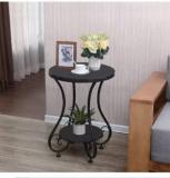 Vought Store Round Side Table With Metal Frame, 2 Tier Coffee, Living Room Bedroom Metal End Table