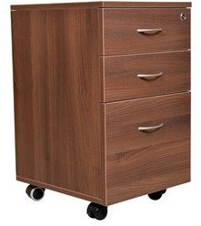 Welkraft Three Drawer Pedestal Cabinet In Dark Brown Colour