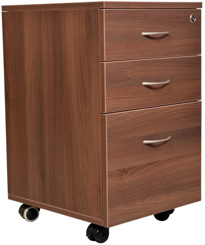 Welkraft Three Drawer Pedestal Cabinet in Dark Brown Colour