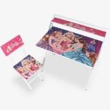 Wishing Clouds Barbie Pattern Folding Study Table With Chair For Kids, Ideal For Homework Engineered Wood Study Table