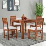 Wood Affair Premium Dining Room Wooden Dining Set With 4 Chairs Solid Wood 4 Seater Dining Table