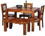 Wood Affair Solid Sheesham Wood Four Seater Dining Set For Dining Room / Hotel / Caf | Solid Wood 4 Seater Dining Table