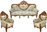 Wood Master Sre 5 Seater Sofa Set Color:Honey Teak Fabric 3 + 1 + 1 Sofa Set