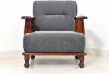 Wood Rylen Wooden Sofa For Living Room | 1 Seater Sofa | Sheesham Wood, Dark Honey Fabric 1 Seater Sofa