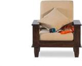 Wood Rylen Wooden Sofa For Living Room | 1 Seater Sofa | Sheesham Wood, Warm Chestnut Fabric 1 Seater Sofa