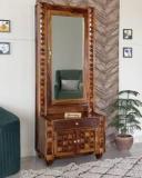 Wood Vestal Sheesham Wood Dressing Table In Diamond Design Solid Wood Dressing Table