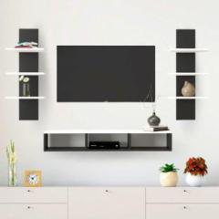 Wooden Mystique Engineered wood Black & White Matte finish TV Unit Engineered Wood TV Entertainment Unit