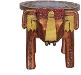 Wooden Palm Elephant Stool Wooden Hand Painted Cum Side Table For Home, Office, Living Room Solid Wood Corner Table