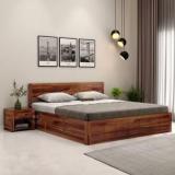 Wooden Street Brixton Sheesham Wood Cot For Bedroom/Living Room Solid Wood King Box Bed